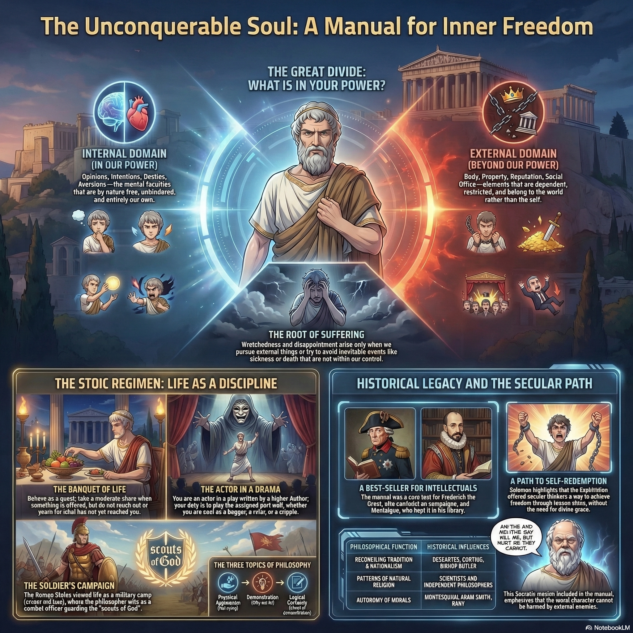 Enchiridion infographic — Stoic composure for martial artists